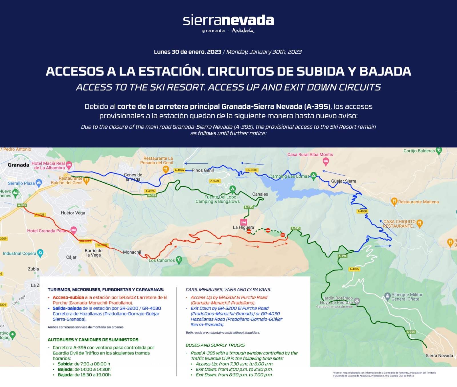 ¿Cómo acceder a Sierra Nevada esta semana?