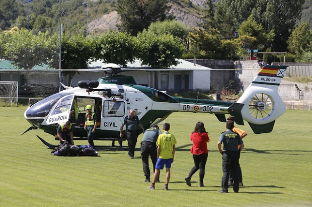 Algunos de los jóvenes fueron trasladados a Ainsa en helicóptero