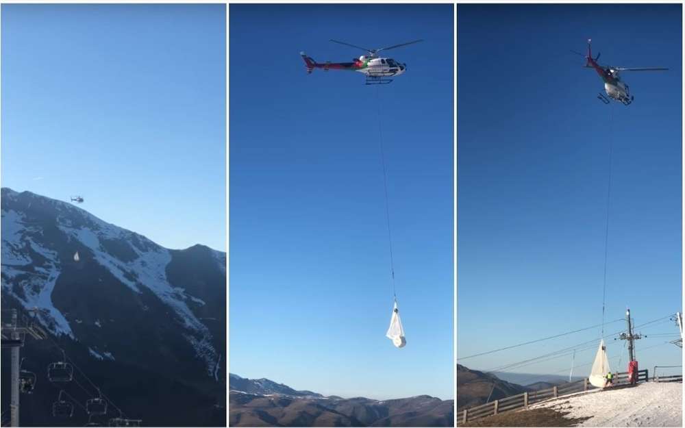 Polémica en Francia porque Luchon Superbagnères mueve nieve en helicóptero