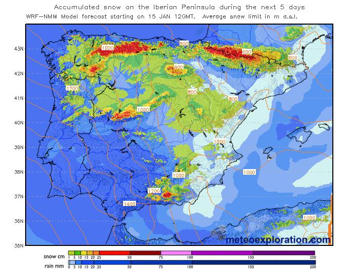 Previsión Meteorológica domingo 18 enero, vuelven las nevadas