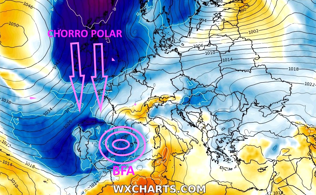 Un chorro polar alimentará una DANA con frío y nevadas intensas en la mitad norte de la Península