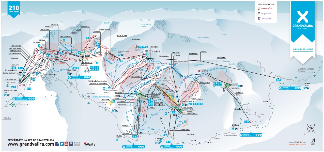 mapa 2D de Grandvalira desarrollado por Tech4snow