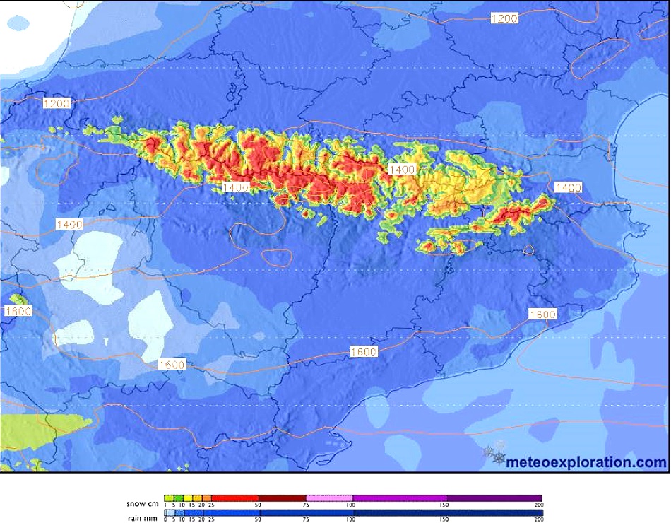 Meteo: sábado de lluvias fuertes y nevadas destacables con una cota bajando a 1.400m 