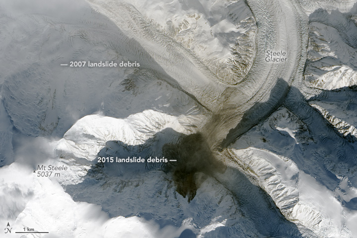 El Observatorio de la Tierra de la NASA capta una gran Avalancha en el Yukón