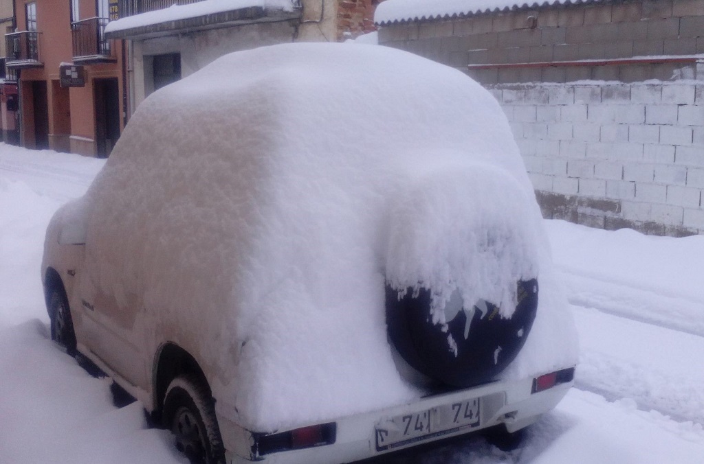 En Riaza, a unos 7 km de la Pinilla estábamos así esta mañana