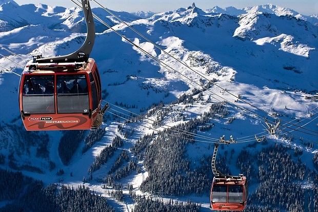 El célebre telecabina Peak to Peak de Whistler Blackcomb. Foto: Whistler Blackcomb