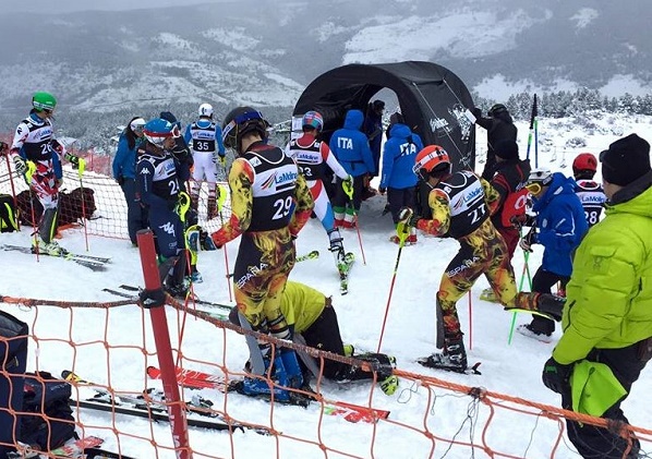 Juan del Campo, Álex puente y Joaquim Salarich en el Slalom Copa de Europa de La Molina. RFEDI Photo