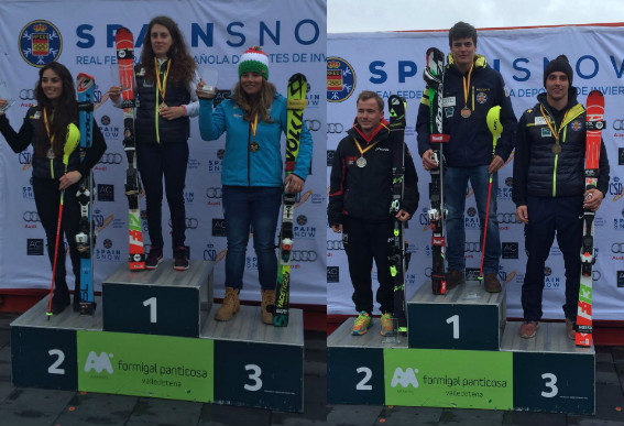 Podio femenino y masculino del Campeonaro de España de Slalom (SL). RFEDI