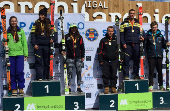 Podium femenino y masculino del Campeonato de España de Slalom Gigante (GS). RFEDI