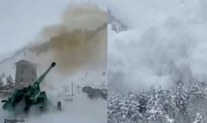 Vídeo: Disparan un cañón del ejército para provocar una gran avalancha preventiva en el Cáucaso