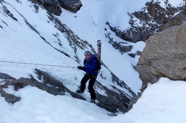 Rápel del couloir de la Voute en La Grave