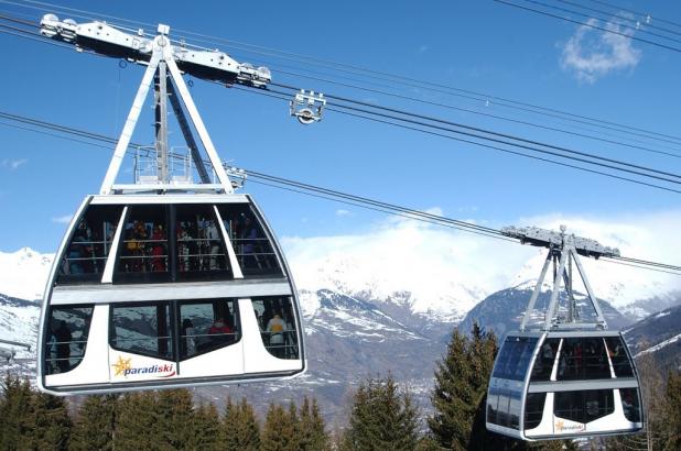 Imagen del teleférico de La Vanoisse Express en Paradiski, Saboya