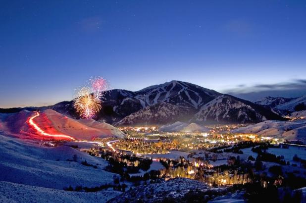 Imagen nocturna de Sun Valley Ski en Idaho