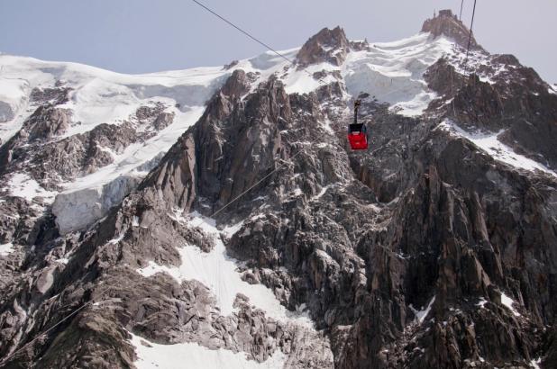 Imagen del teleférico de l'Aiguille du Midi