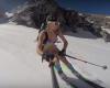 Bikini Ski a 3.900 metros de altitud en Middle Teton Glacier (Wyoming)