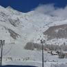 Maravillosa vista de Saas-Fee, base estación