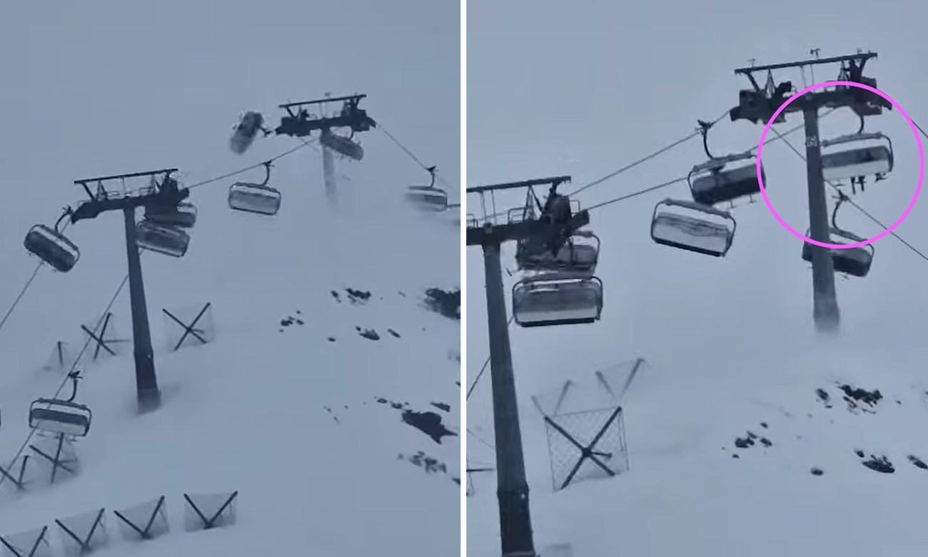 Colgados de un telesilla con vientos de más de 100 km/h en Cervinia: Momentos de miedo