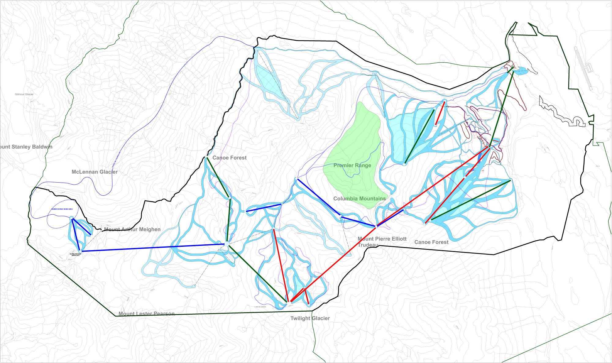 Mapa de pistas de Valemount Glacier Ski Resort