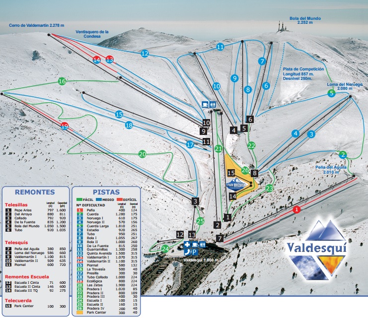 mapa de pistas de Valdesquí