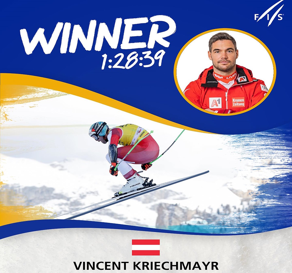 Vincent Kriechmayr logra un ajustado triunfo en el Supergigante de Val Gardena