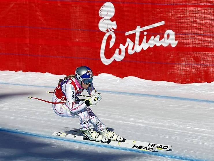 Lindsey Vonn en pleno descenso de Cortina d'Ampezzo. Foto: Alessandra Segafreddo (Corriere delle Alpi)
