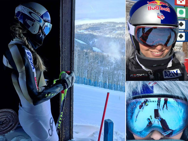 Fotomontaje con imágenes de Lindsey Vonn en redes sociales