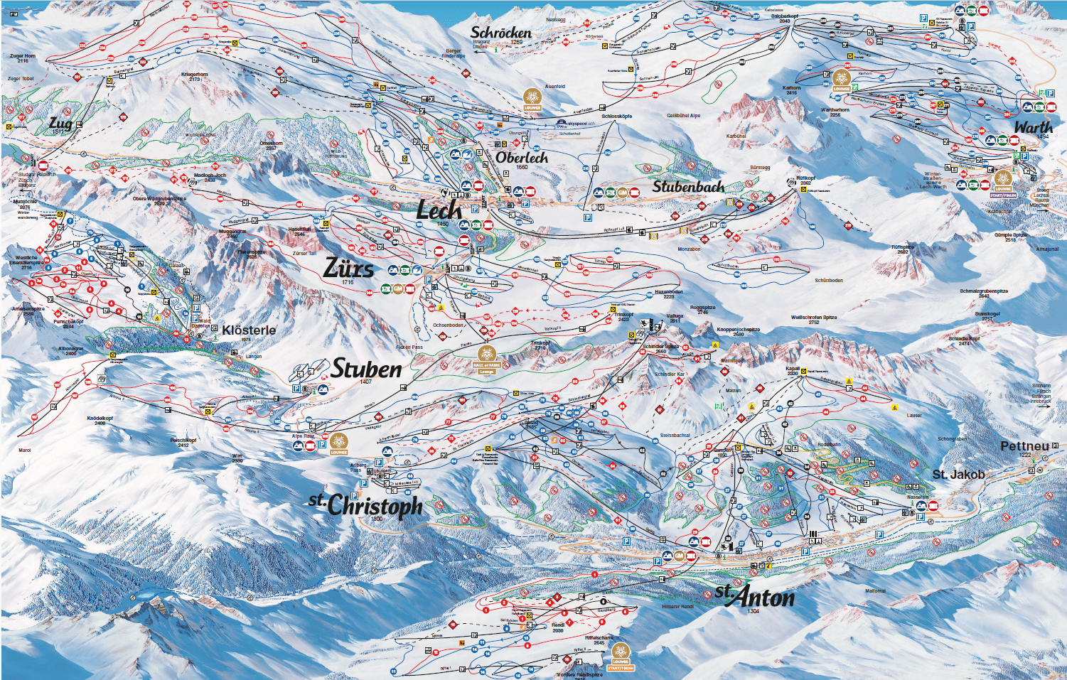 Mapa de Pistas de Skiarlberg