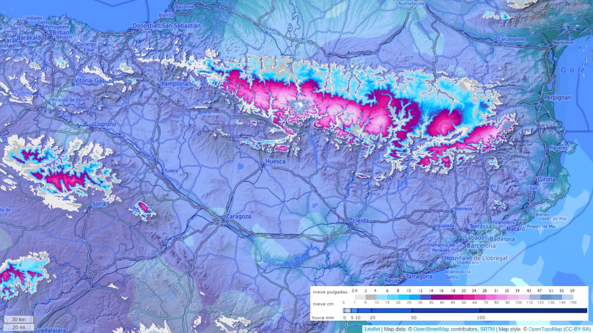 La formación de una DANA provocará una regada y nevada general en la Península