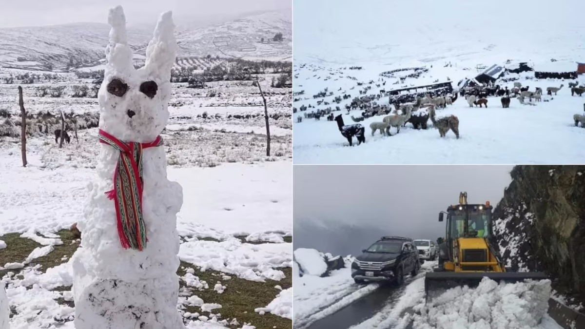 Nieva intensamente en Cuzco (Perú) por primera vez en 26 años 