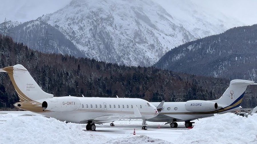 El tráfico de aviones privados para ir a esquiar a St. Moritz desborda el aeropuerto de Samedan