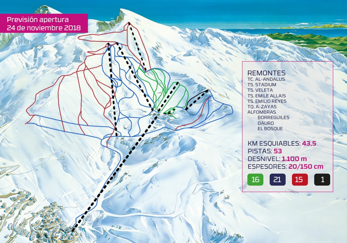 Sierra Nevada Abre Este S Bado 24 A Lo Grande 53 Pistas Con 43 Km   Sierra Nevada Mapa Pistas Apertura 