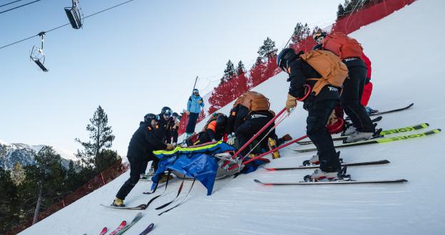 Simulacro de emergencia en la pista Avet de Grandvalira de cara a la Copa de Europa