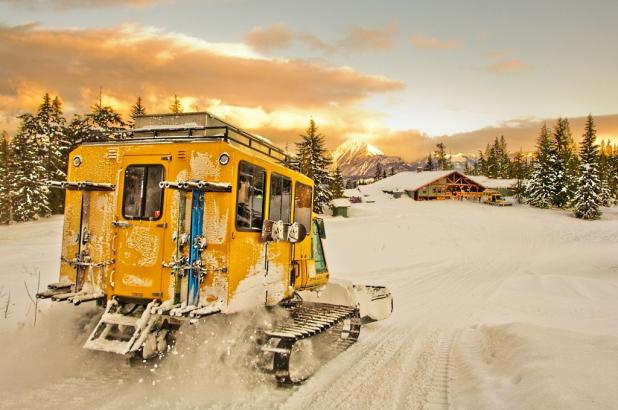 Vehículo Carterpillar para Cat-skiing en Revelstoke