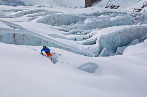 Bajando la Vallée Blanche a lps pies del Mont Blanc