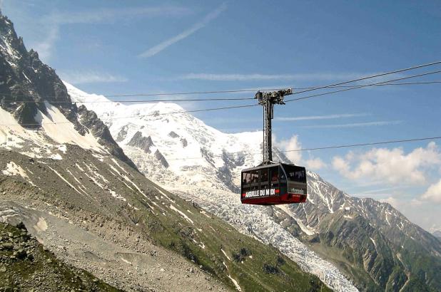 Vista del teleférico de l'Aiguille du Midi