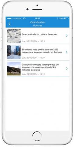 Captura App Snowcheck noticias